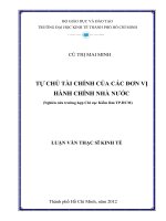 Tự chủ tài chính của các đơn vị hành chính nhà nước (Nghiên cứu trường hợp Chi cục Kiểm lâm thành phố Hồ Chí Minh)