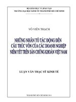 Luận văn thạc sĩ Những nhân tố tác động đến cấu trúc vốn của các doanh nghiệp niêm yết trên sàn chứng khoán Việt Nam