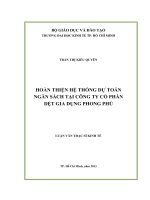 HOÀN THIỆN HỆ THỐNG DỰ TOÁN NGÂN SÁCH TẠI CÔNG TY CỔ PHẦN DỆT GIA DỤNG PHONG PHÚ  LUẬN VĂN THẠC SĨ.PDF