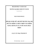 Mối quan hệ giữa độ mở thương mại, độ mở tài chính và phát triển tài chính bằng chứng ở các nước đang phát triển