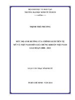 Luận văn thạc sĩ Mức độ ảnh hưởng của chính sách tiền tệ Mỹ và Việt Nam đến giá chứng khoán Việt Nam giai đoạn 2008 - 2012