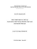 Phát triển dịch vụ thẻ tại Ngân hàng thương mại cổ phần ngoại thương Việt Nam - Chi nhánh Vĩnh Lộc
