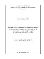 Giải pháp đẩy mạnh ứng dụng marketing điện tử (E - Marketing) nhằm thu hút khách quốc tế trong các doanh nghiệp du lịch tại TPHCM đến năm 2020