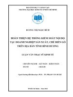 Hoàn thiện hệ thống kiểm soát nội bộ tại doanh nghiệp sản xuất, chế biến gỗ trên địa bạn tỉnh Bình Dương