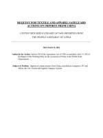 COTTON TROUSERS (CATEGORY 347 - 348) IMPORTED FROM THE PEOPLE’S REPUBLIC OF CHINA