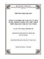 Luận văn thạc sĩ Nâng cao hiệu quả quản lý nhà nước trong công tác thu thuế trên địa bàn thị xã Tây Ninh