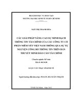 Luận văn thạc sĩ  Các giải pháp nâng cao sự minh bạch thông tin tài chính của các công ty cổ phần niêm yết Việt Nam thông qua sự tư nguyện công bố thông tin trên bản thuyết minh báo cáo tài chính