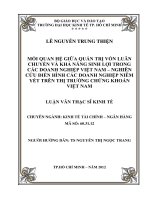 Luận văn thạc sĩ Mối quan hệ giữa quản trị vốn luân chuyển và khả năng sinh lợi trong các doanh nghiệp Việt Nam - nghiên cứu điển hình các doanh nghiệp niêm yết trên thị trường chứng khoán Việt Nam