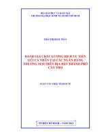 Đánh giá chất lượng dịch vụ tiền gửi cá nhân tại các ngân hàng thương mại trên địa bàn thành phố Cần Thơ