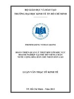 Hoàn thiện quản lý thuế đối với khu vực doanh nghiệp tại Thủ đô Viêng Chăn Nước Cộng hòa dân chủ nhân dân Lào