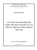 Các nhân tố ảnh hưởng đến lượng tiền mặt nắm giữ của các Công ty trên sàn chứng khoán Việt Nam