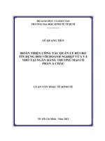 Luận văn thạc sĩ  Hoàn thiện công tác quản lý rủi ro tín dụng đối với doanh nghiệp vừa và nhỏ tại Ngân hàng Thương mại cổ phần Á Châu