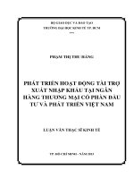 Luận văn thạc sĩ  Phát triển hoạt động tài trợ xuất nhập khẩu tại Ngân hàng Thương mại Cổ phần Đầu tư và Phát triển Việt Nam