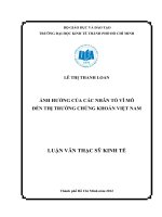 Luận văn thạc sĩ  Ảnh hưởng của các nhân tố vĩ mô đến thị trường chứng khoán Việt Nam