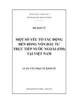 Một số yếu tố tác động đến dòng vốn đầu tư trực tiếp nước ngoài (FDI) tại Việt Nam