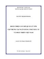 HOÀN THIỆN CƠ CHẾ QUẢN LÝ VỐN TẬP TRUNG TẠI NGÂN HÀNG TMCP ĐẦU TƯ VÀ PHÁT TRIỂN VIỆT NAM.PDF
