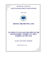 Luận văn thạc sĩ  Tác động của đa dạng hóa đến giá trị doanh nghiệp - Nghiên cứu thực nghiệm tại Việt Nam
