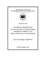 CÁC NHÂN TỐ ẢNH HƯỞNG ĐẾN SỰ TUÂN THỦ THUẾ CỦA DOANH NGHIỆP (TÌNH HUỐNG NGHIÊN CỨU TẠI CHI CỤC THUẾ QUẬN 1 TP.HỒ CHÍ MINH)