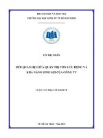 Luận văn thạc sĩ  Mối quan hệ giữa quản trị vốn luân chuyển và khả năng sinh lợi của công ty