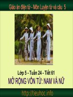 Mở rộng vốn từ Nam và nữ - Luyện từ và câu Lớp 5 - Tiết 60