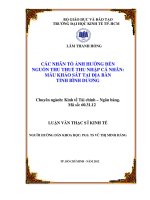 Các nhân tố ảnh hưởng đến nguồn thu thuế thu nhập cá nhân mẫu khảo sát tại địa bàn tỉnh Bình Dương