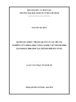 Đánh giá thực trạng quản lý các đề tài nghiên cứu khoa học công nghệ cấp thành phố giai đoạn 2006-2010 tại thành phố Đà Nẵng