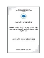 Hoàn thiện hoạt động quản trị nguồn nhân lực tại công ty xây dựng 621