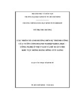 Các nhân tố ảnh hưởng đến sự thành công của vườn ươm doanh nghiệp khoa học công nghệ ở Việt Nam và đề xuất cho khu vực Đồng bằng sông Cửu Long