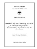Một số giải pháp hoàn thiện hoạt động quản trị nguồn nhân lực tại Công ty TNHH xây dựng Nam Việt đến năm 2020