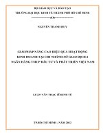 Giải pháp nâng cao hiệu quả hoạt động kinh doanh tại Chi nhánh sở Giao dịch 2 Ngân hàng TMCP Đầu tư và Phát triển Việt Nam
