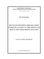 Luận văn thạc sĩ kinh tế  Một số giải pháp hoàn thiện hoạt động marketing tại công ty TNHH thương mại dịch vụ bao bì hóa chất (CMS)