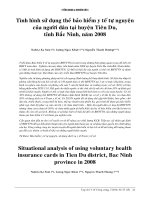 Tình hình sử dụng thẻ bảo hiểm y tế tự nguyện của người dân tại huyện tiên du, tỉnh bắc ninh, năm 2008