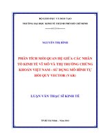 PHÂN TÍCH MỐI QUAN HỆ GIỮA CÁC NHÂN TỐ KINH TẾ VĨ MÔ VÀ THỊ TRƯỜNG CHỨNG KHOÁN VIỆT NAM - SỬ DỤNG MÔ HÌNH TỪ HỒI QUY VECTOR (VAR).PDF