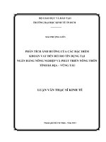 Phân tích ảnh hưởng của các đặc điểm khoản vay đến rủi ro tín dụng tại ngân hàng nông nghiệp và phát triển nông thôn tỉnh Bà Rịa - Vũng Tàu