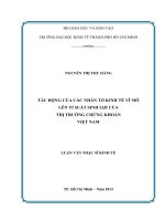 Tác động của các nhân tố kinh tế vĩ mô lên tỷ suất sinh lợi của thị trường chứng khoán Việt Nam