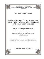 Luận văn thạc sĩ Phát triển nhà ở cho người thu nhập thấp trên địa bàn tỉnh Đồng Nai giai đoạn 2011-2020