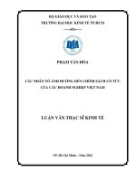 Luận văn thạc sĩ  Các nhân tố ảnh hưởng đến chính sách cổ tức của các doanh nghiệp Việt Nam