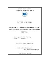 NHỮNG NHÂN TỐ ẢNH HƯỞNG ĐẾN CẤU TRÚC VỐN CỦA CÁC CÔNG TY CỔ PHẦN NIÊM YẾT VIỆT NAM.PDF