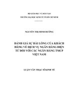 Luận văn thạc sĩ  Đánh giá sự hài lòng của khách hàng về dịch vụ ngân hàng điện tử đối với các ngân hàng TMCP Việt Nam