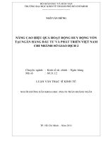 Luận văn thạc sĩ Nâng cao hiệu quả hoạt động huy động vốn tại Ngân hàng Đầu tư và Phát triển Việt Nam chi nhánh Sở giao dịch 2