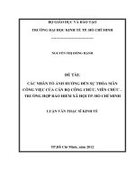 Các nhân tố ảnh hưởng đến sự thỏa mãn công việc của cán bộ công chức, viên chức - trường hợp bảo hiểm xã hội thành phố Hồ Chí Minh