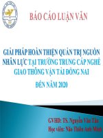 slide Giải pháp hoàn thiện quản trị nguồn nhân lực tại trường trung cấp nghề giao thông vận tải Đồng Nai đến năm 2020