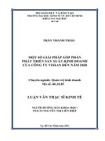 Một số giải pháp góp phần phát triển sản xuất - kinh doanh của Công ty Vissan đến năm 2020