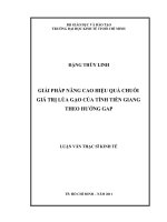 Giải pháp nâng cao hiệu quả chuỗi giá trị lúa gạo của tỉnh Tiền Giang theo hướng GAP