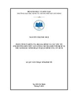 Phân tích ý kiến của hộ gia đình và các yếu tố ảnh hưởng đến mức sẳn lòng chi trả đối với dịch vụ thu gom rác sinh hoạt ở quận Bình Tân thành phố Hồ Chí Minh