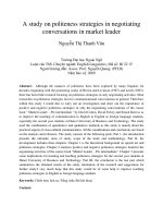 A study on politeness strategies in negotiating conversations in market leader