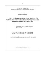 Phát triển hoạt động kinh doanh của ngân hàng TMCP công thương Việt Nam chi nhánh 3 TP.HCM đến năm 2015