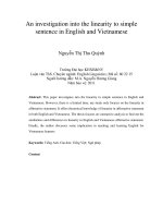An investigation into the linearity to simple sentence in English and Vietnamese