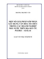 Một số giải pháp góp phần xây dựng văn hóa tổ chức trong các doanh nghiệp nhà nước trên địa bàn TP. PLEIKU - GIALAI