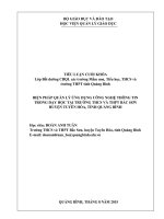 BIỆN PHÁP QUẢN lý ỨNG DỤNG CÔNG NGHỆ THÔNG TIN TRONG dạy học tại TRƯỜNG THCS và THPT bắc sơn HUYỆN TUYÊN hóa, TỈNH QUẢNG BÌNH